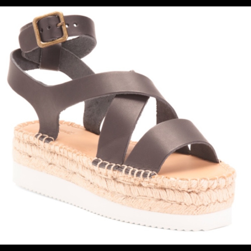 NWT Soludos black leather espadrille size 7.5